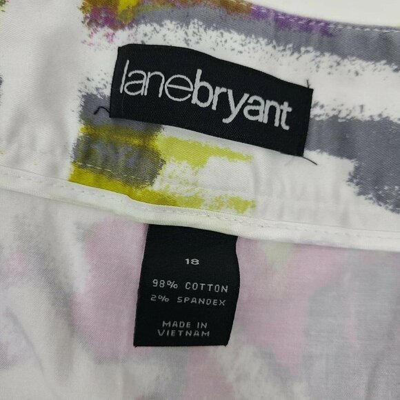 Lane Bryant Skirt Womens Plus Size 18 White Multicolored Side Zipper A Line - Picture 2 of 4
